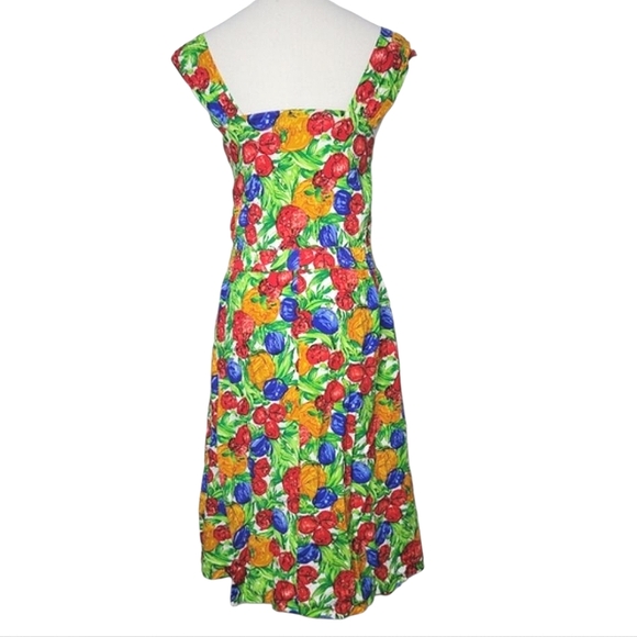 Vintage Candy Floss Fruits Print Pin Up Rockabilly Dress Kawaii Kitsch 50's XS/S - Picture 4 of 16